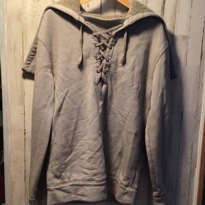 Helmut Lang Gray Lace-Up Hoodie
